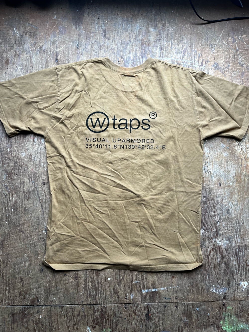WTAPS Tan Graphic Back-Logo Short Sleeve Tee